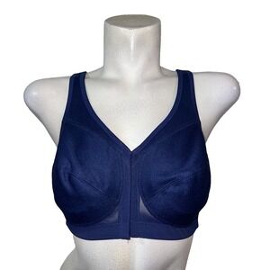 Glamorise MagicLift Posture Back Support Bra Navy Blue Wire-Free 1265 38B